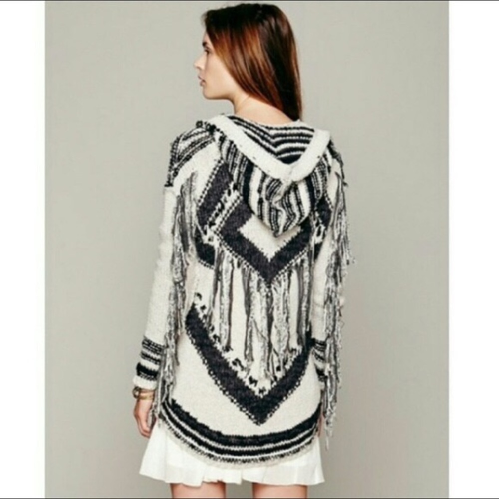 Free People Aztec Fringe Cardigan Sweater